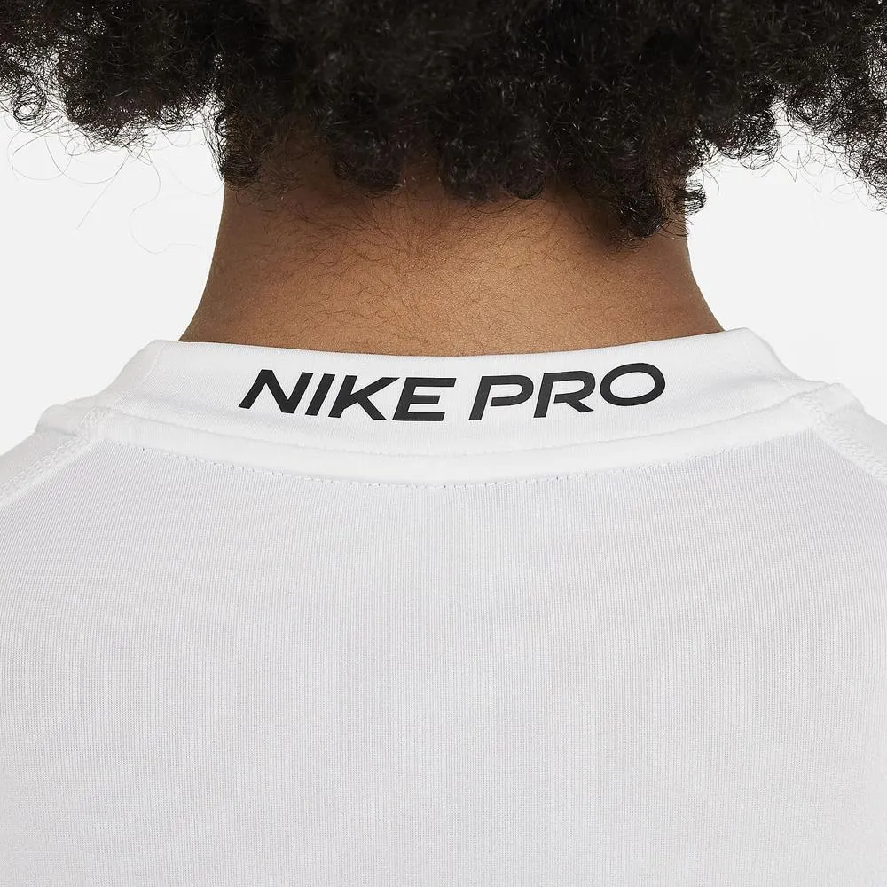 Nike Boys Pro Longsleeve Top - White Long - sleeve Collared