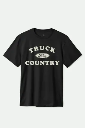 Ford Truck Country Short Sleeve Standard Tee Burnt Rubber Tight Fit Layered Sleeve Construction
