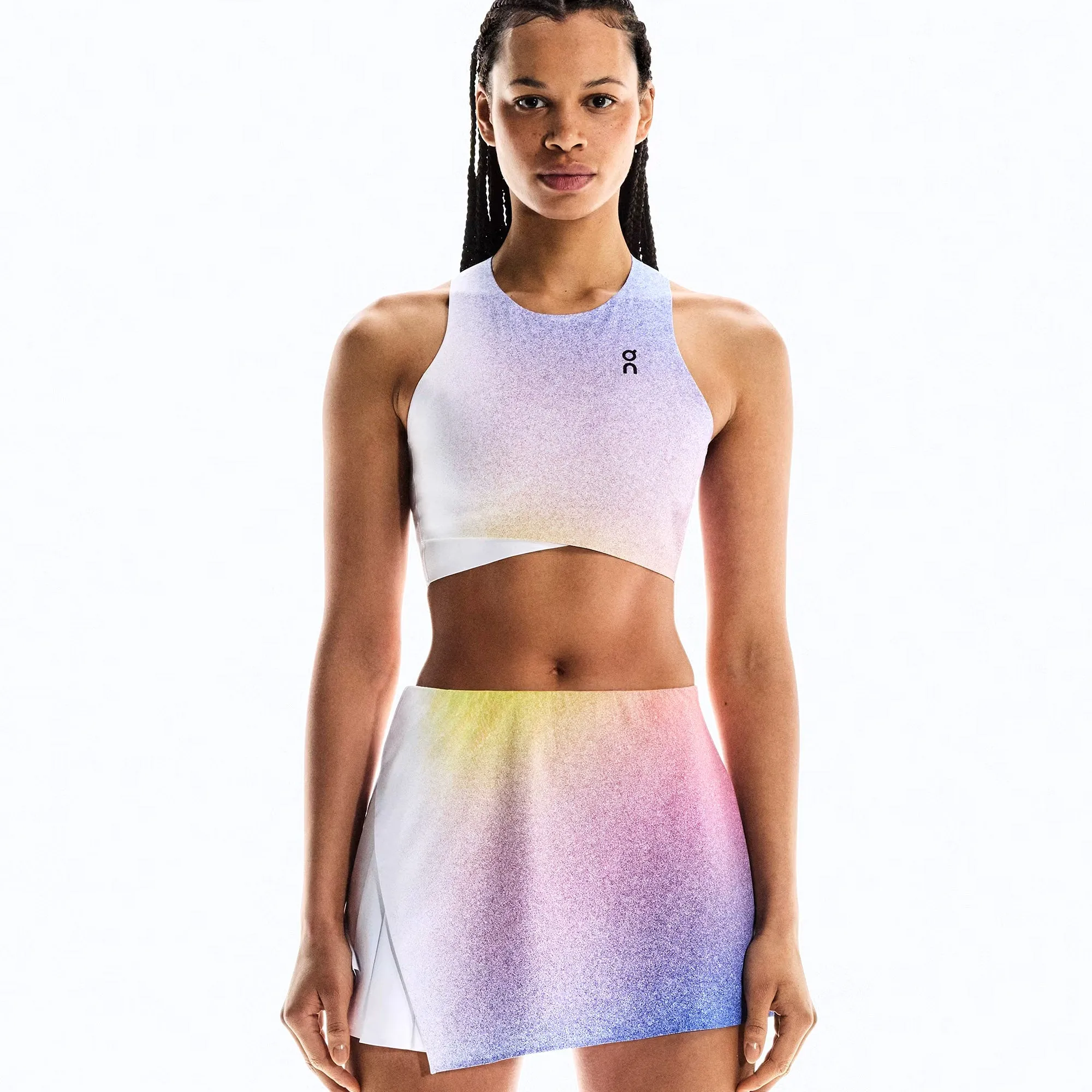 Form-fitting On Women's Court Side Pleat Skort - White/Indigo Relaxed Flexible