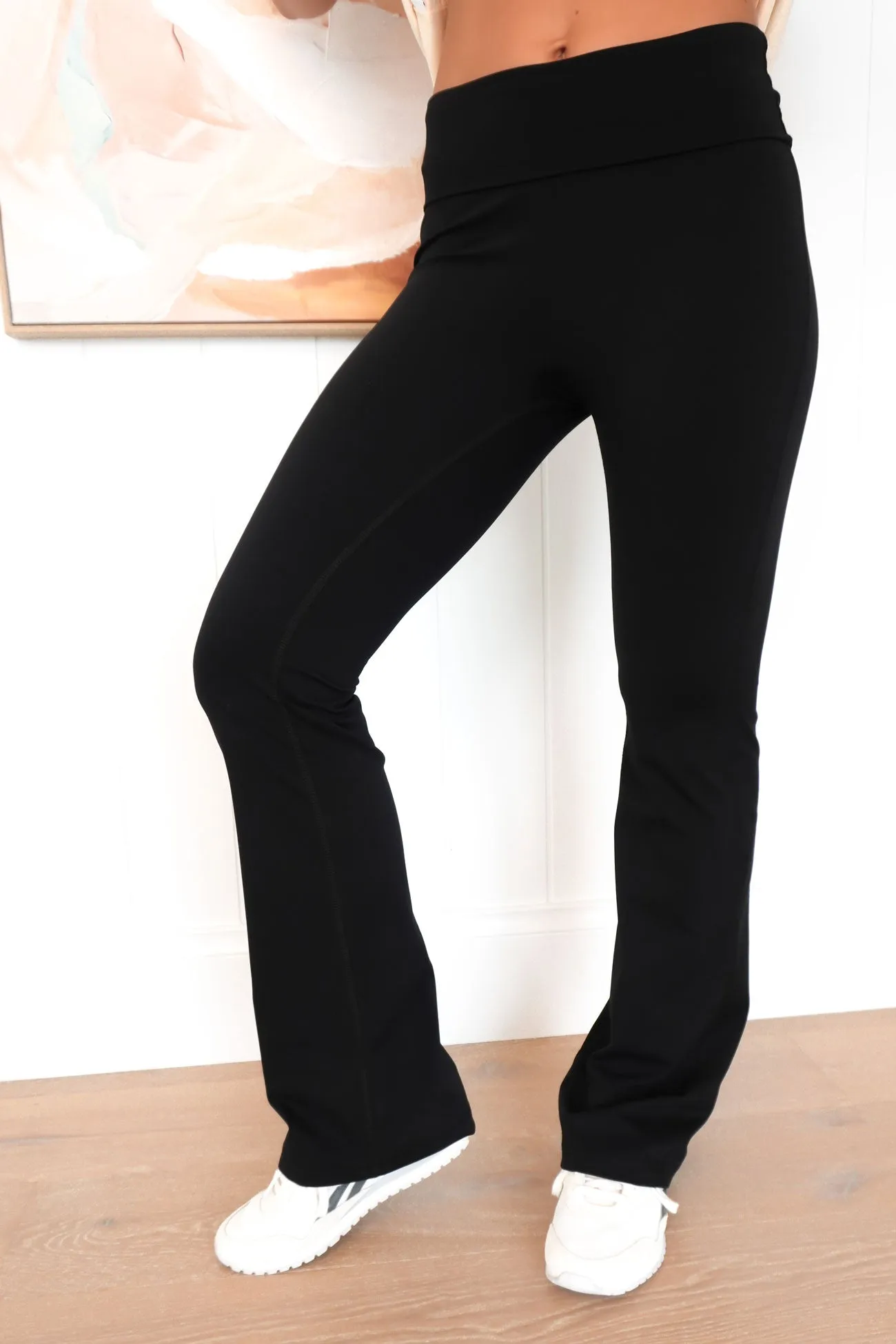 Fox Fold Over Flare Pant Black Loose Fit
