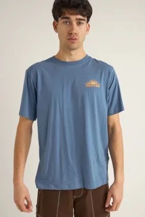 Fresh Style Trend Everyday Layering Frame Short Sleeve T-Shirt Vintage Blue