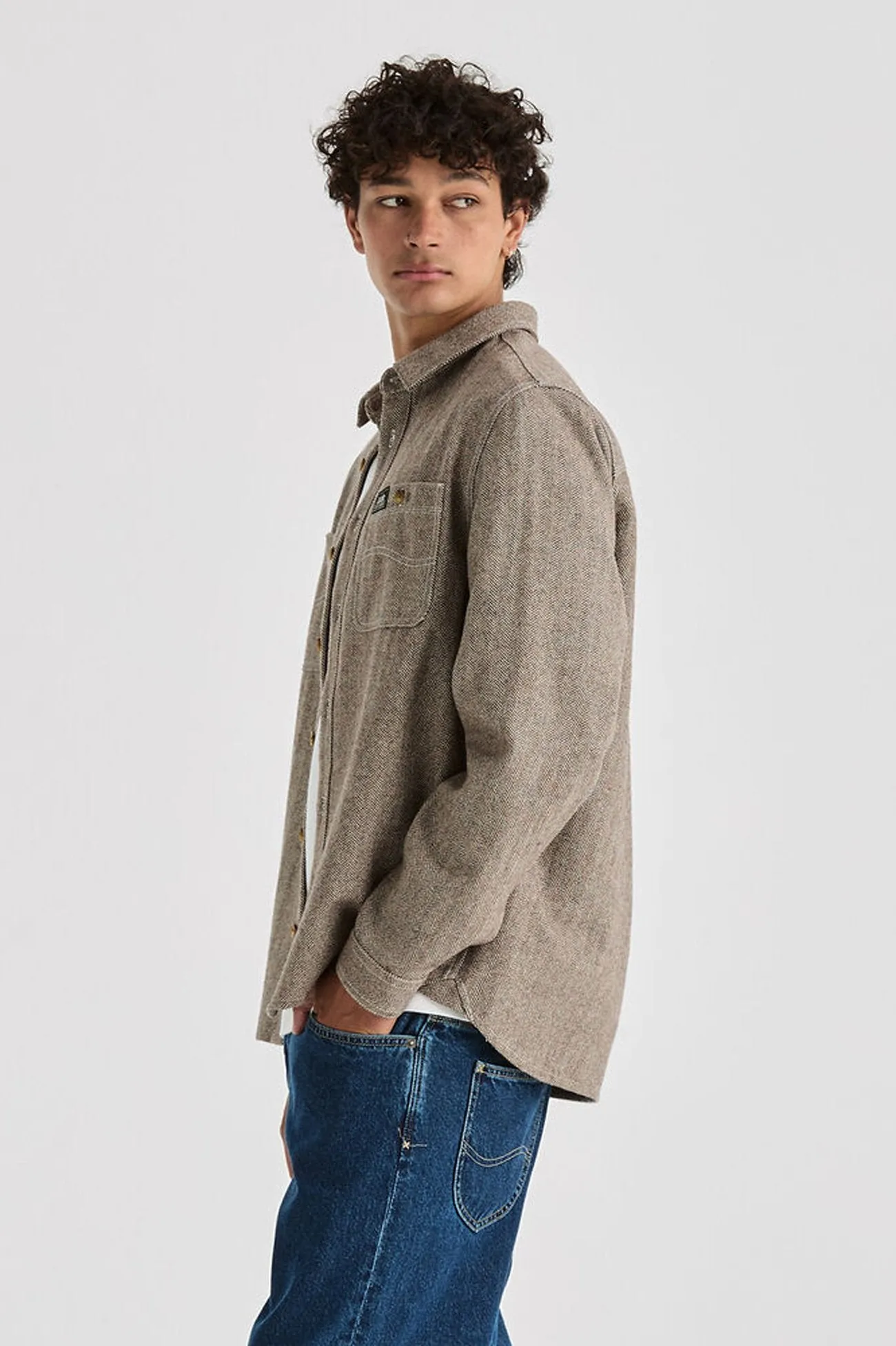 Polished Finish Workwear Approved Lee Worker Long Sleeve Shirt Herringbone