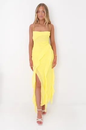 Loz Maxi Dress Yellow Fitted Style