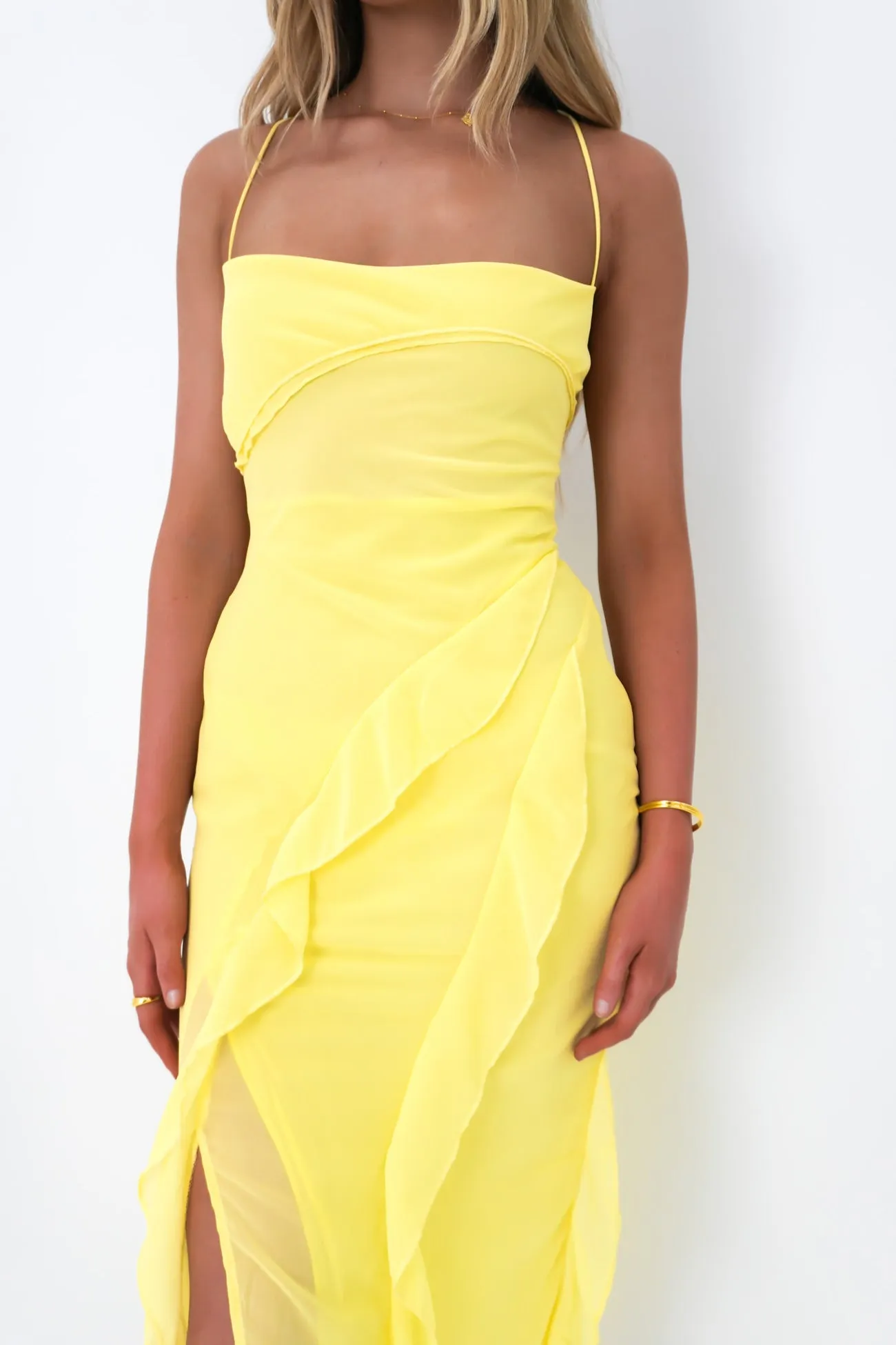 Loz Maxi Dress Yellow Edgy Twist