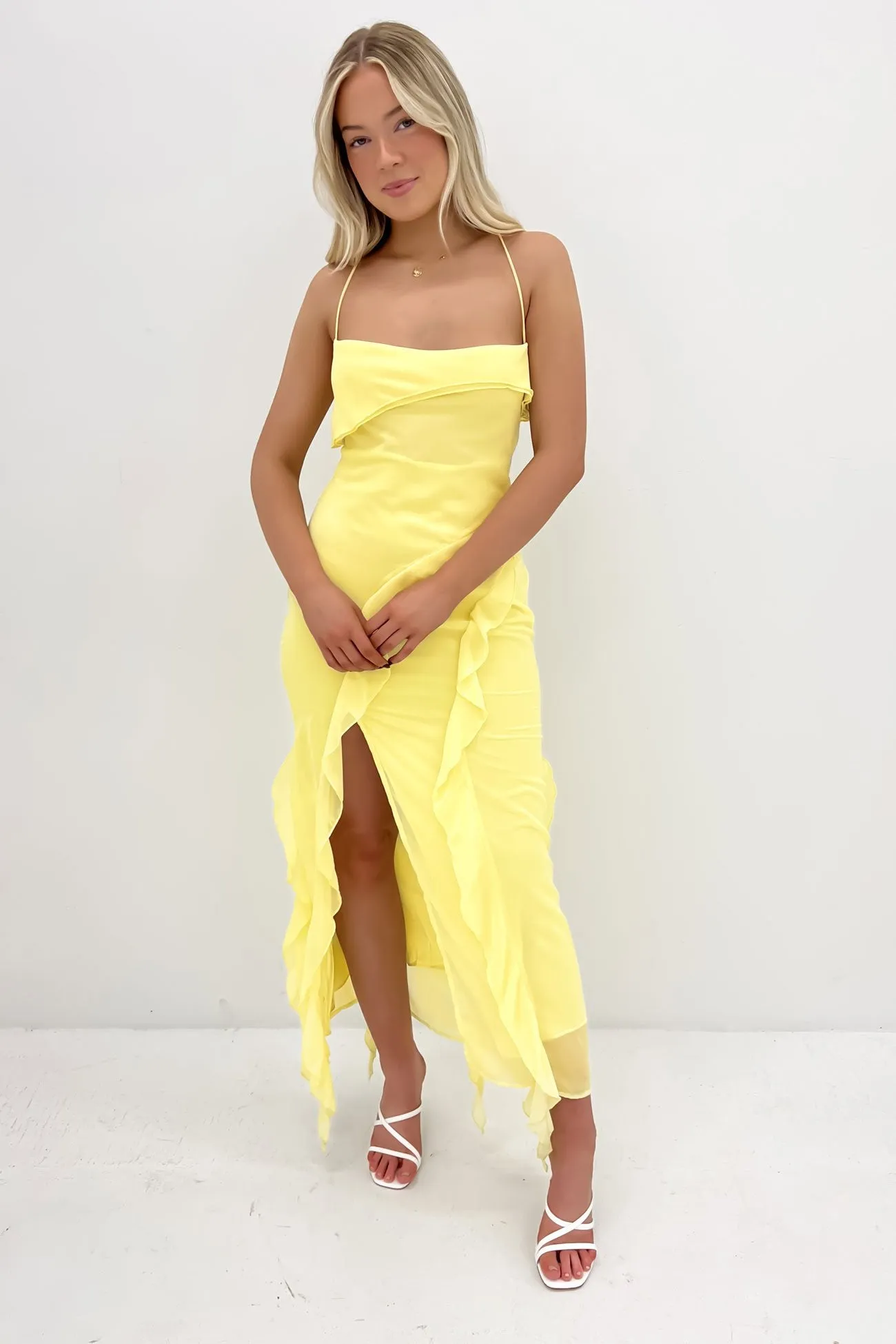 Cool Motion Gemstone-Detail Loz Maxi Dress Yellow