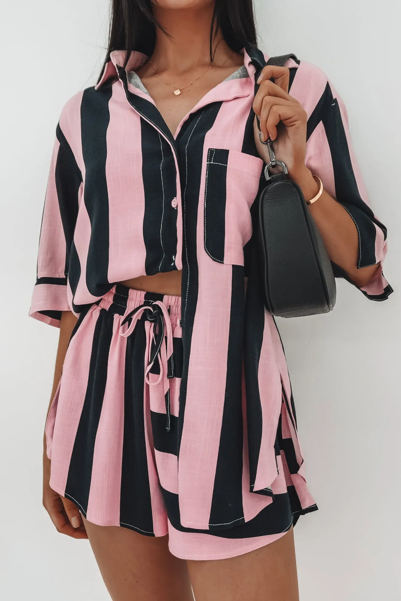 Animal Print Versatile Piece Haydee Short Pink Stripe