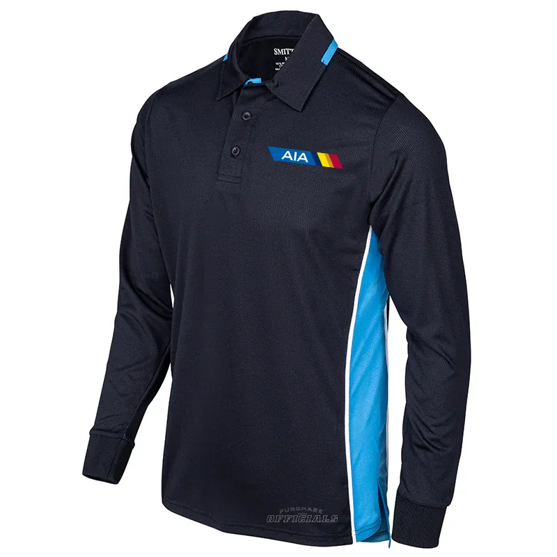 Solid Color Twill Weave AIA Logo Softball Navy Men??s Long Sleeve Umpire Shirts