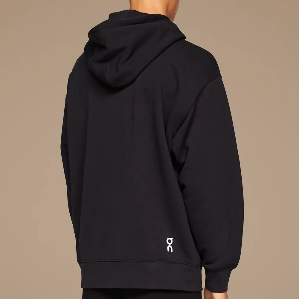 Silky feel Full - length On Men's Club Hoodie - Black