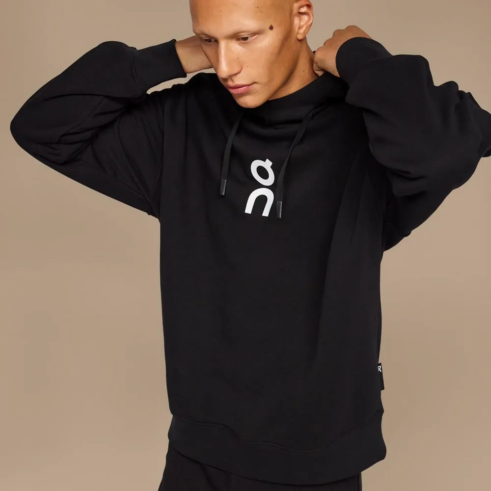 Full - length On Men's Club Hoodie - Black High Waist Layering Piece