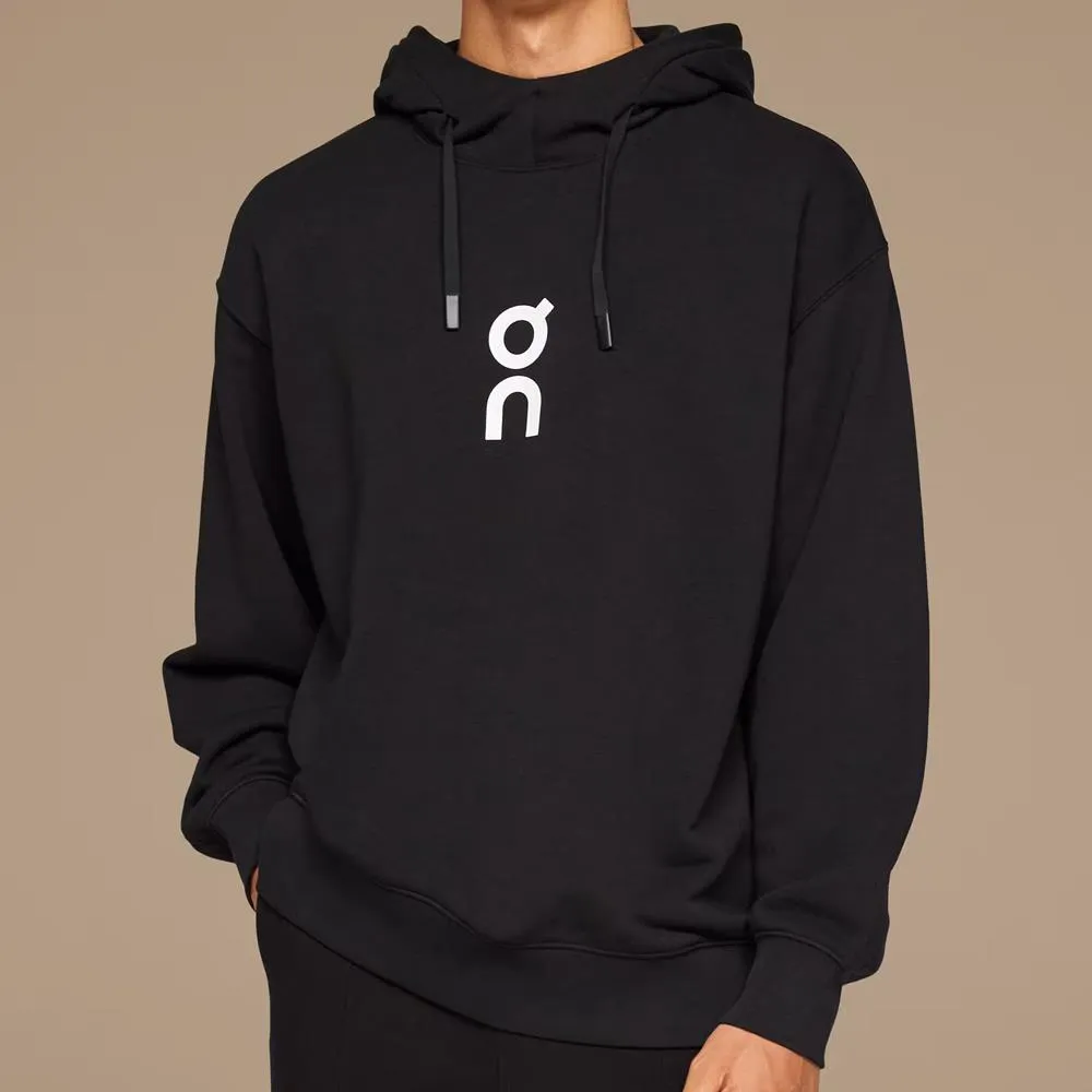 Matte Finish Dry - Cleanable Full - length On Men's Club Hoodie - Black