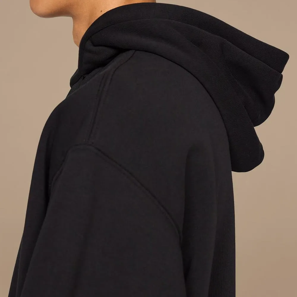 Matte Finish Full - length On Men's Club Hoodie - Black