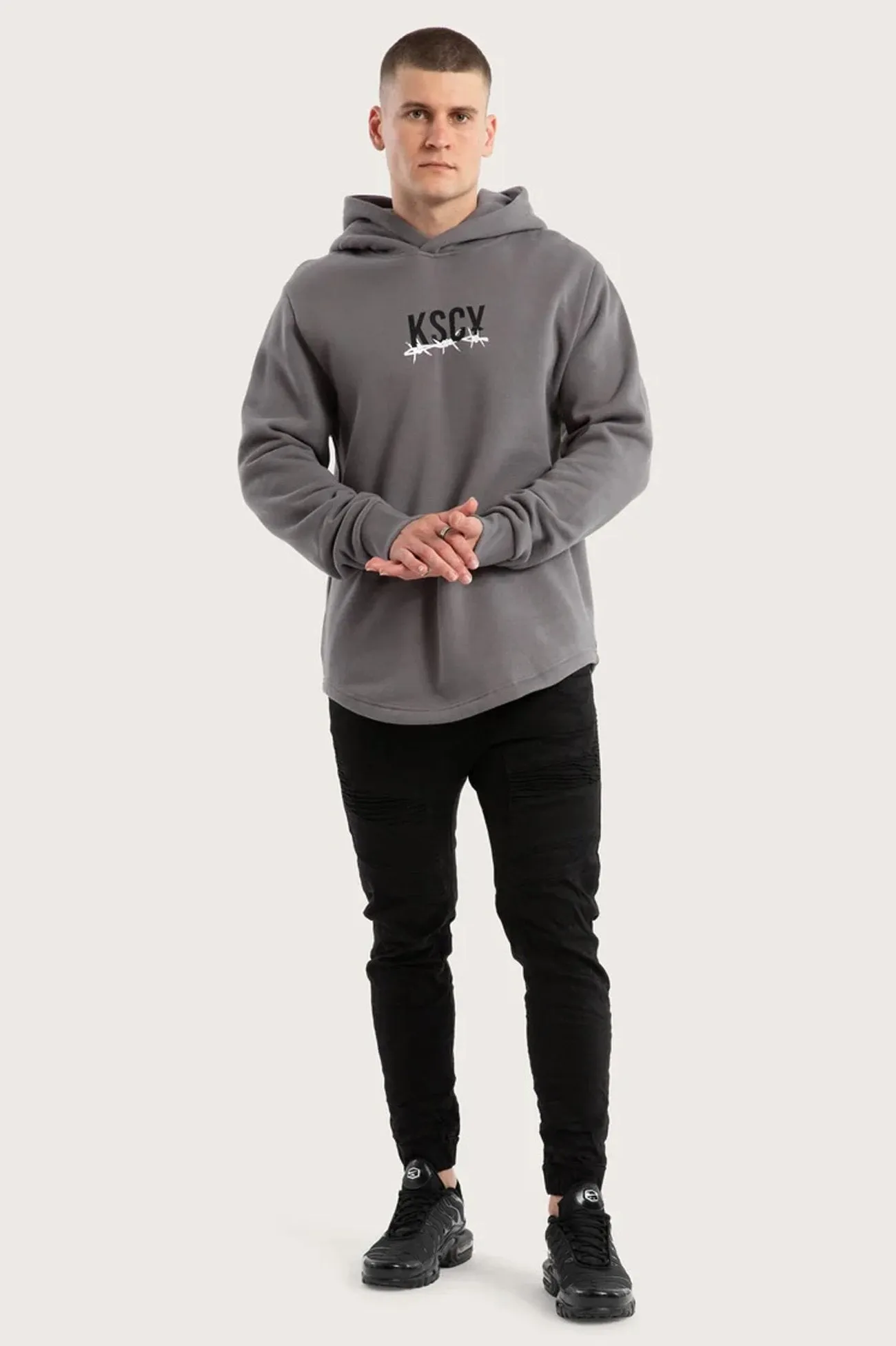 Seam Sealed AllDay Comfort Design Diluted Dual Curved Hoodie Charcoal