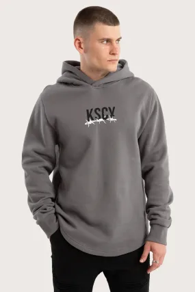 Diluted Dual Curved Hoodie Charcoal Reinforced Shoulder Panels