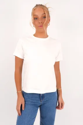 Lace trim casual and comfortable Regular Tee White