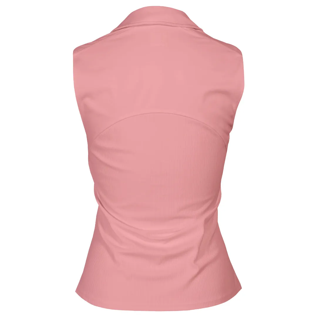 Functional MPG Women's Club Sleeveless Polo - Strawberry Ice velcro