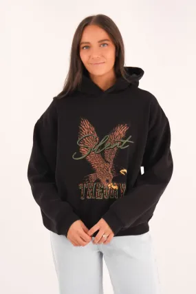 Departed Hoodie Washed Black Soft Fleece Interior ShrinkResistantFabric
