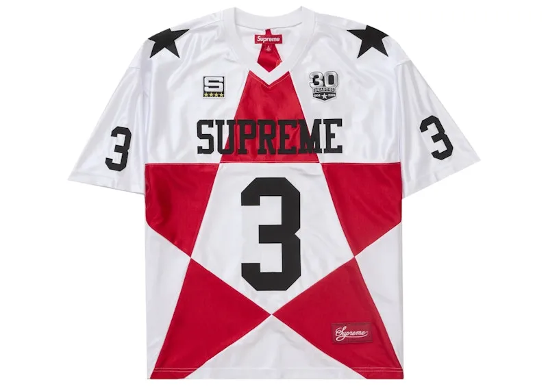 Supreme Star Football Jersey White Lace Details