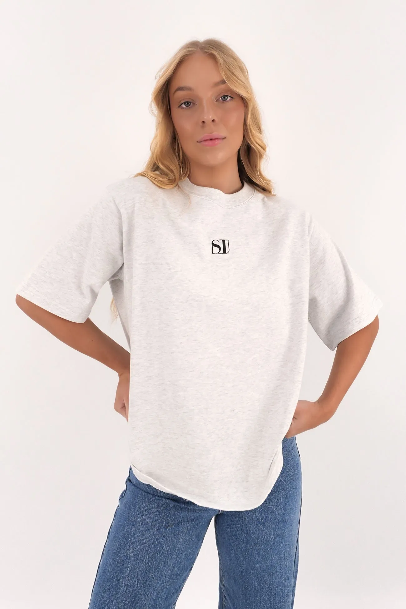 Silent Luxe Tee Snow Marle Organic Cotton Blend