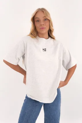 Silent Luxe Tee Snow Marle Organic Cotton Blend