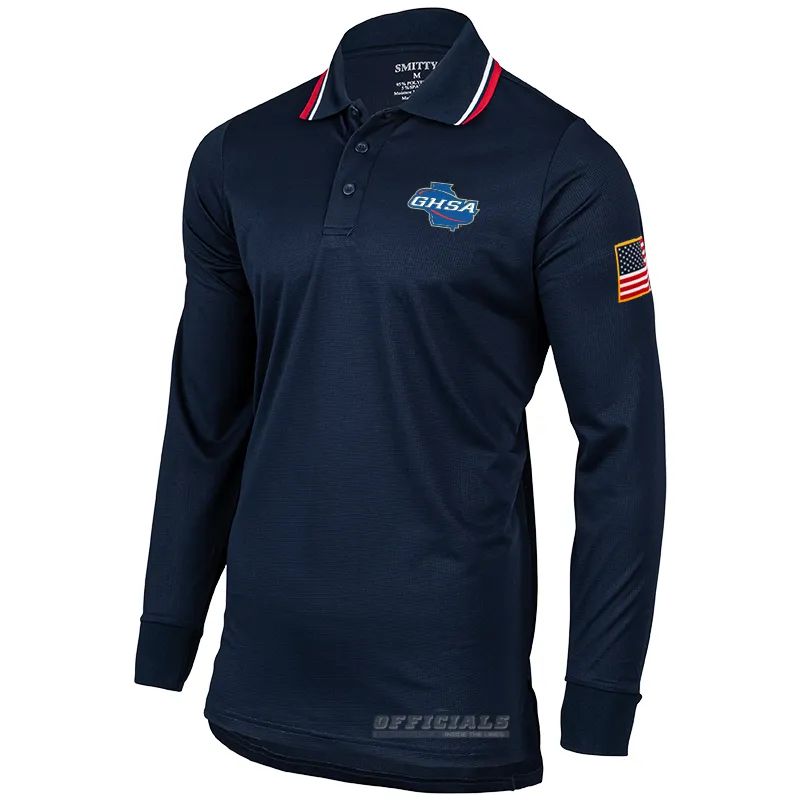 GHSA Embroidered Logo Long Sleeve Umpire Shirts Classic Design natural fiber