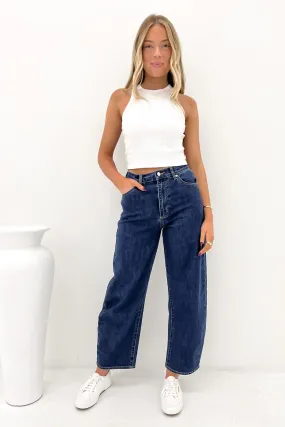 Sandblasted Finish Sustainable Trend Setter Versatile Gigi Barrel Jean Forever Blue