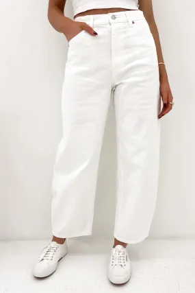Gigi Barrel Jean Vintage White Straight Cut Earthy Streetwear Fan Nature Lover