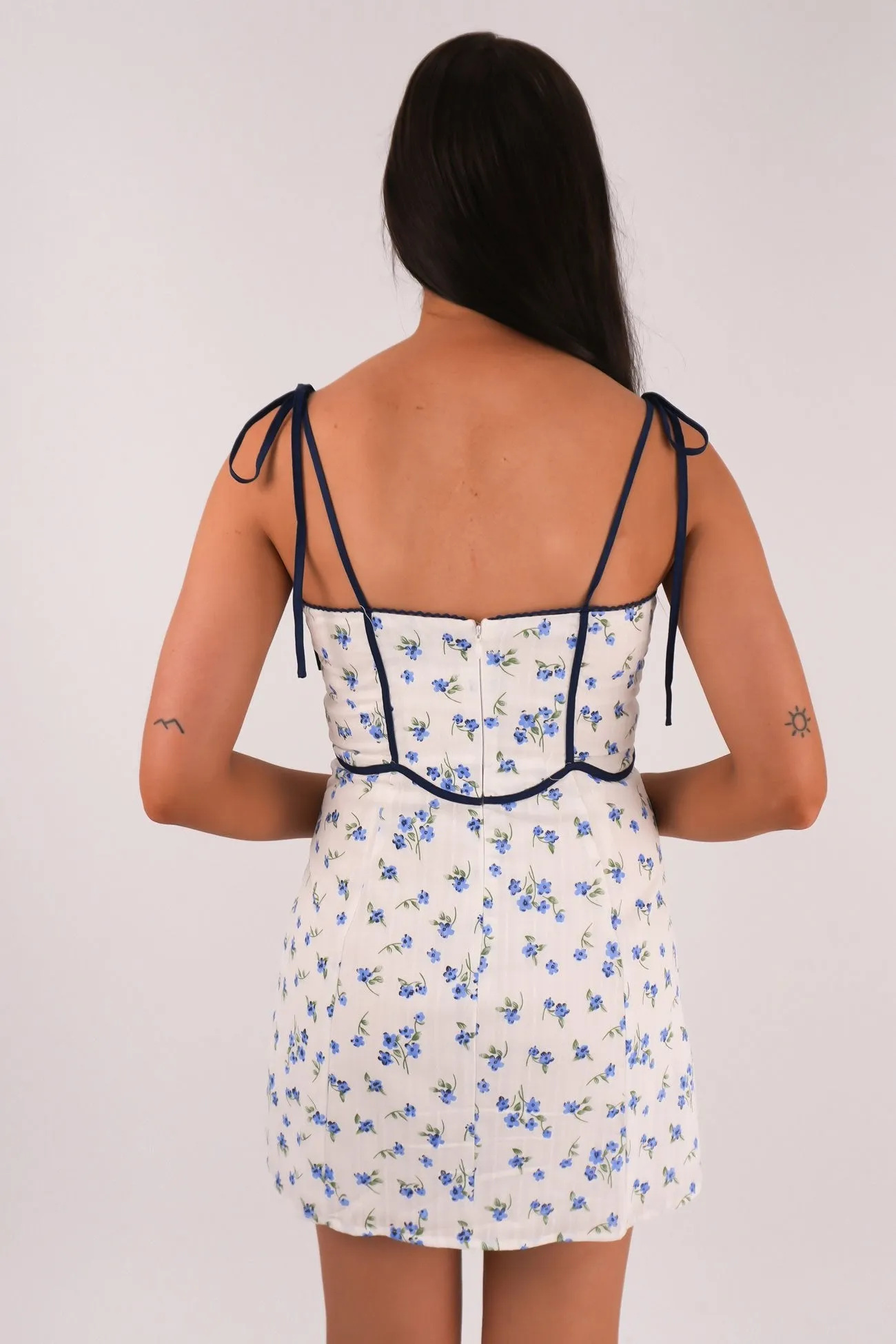 Cozy Drape Airy Feel Giovanna Mini Dress Blue