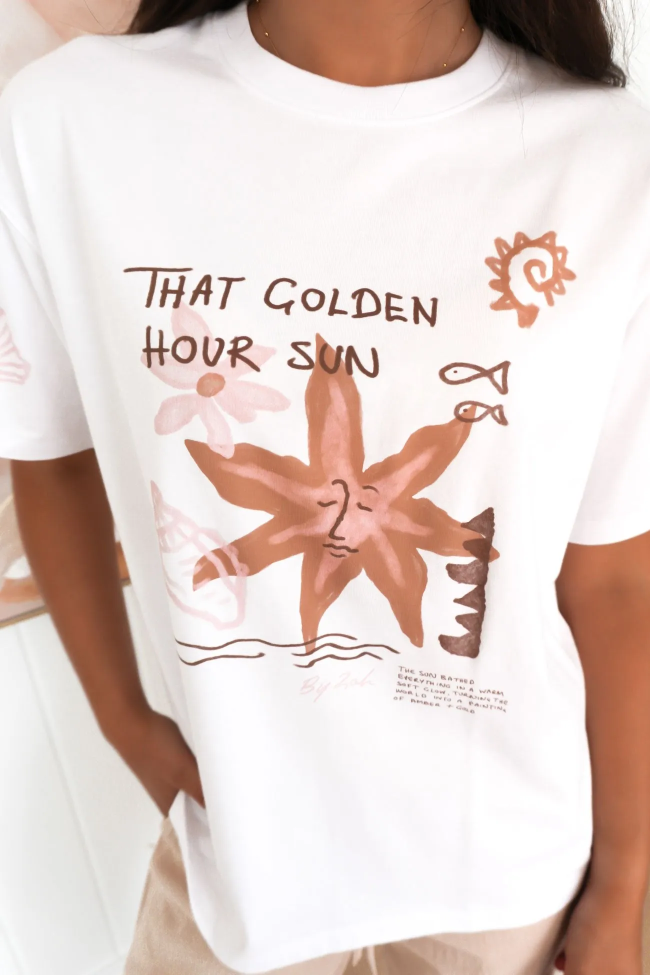 Weekend Essential Sporty Top Golden Tee White