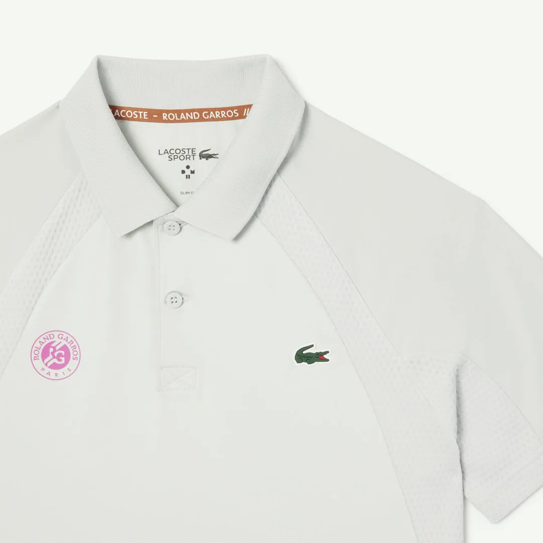 Good elasticity Lacoste Men's Medvedev X Roland Garros Polo - White/Pink natural fabric Flexible