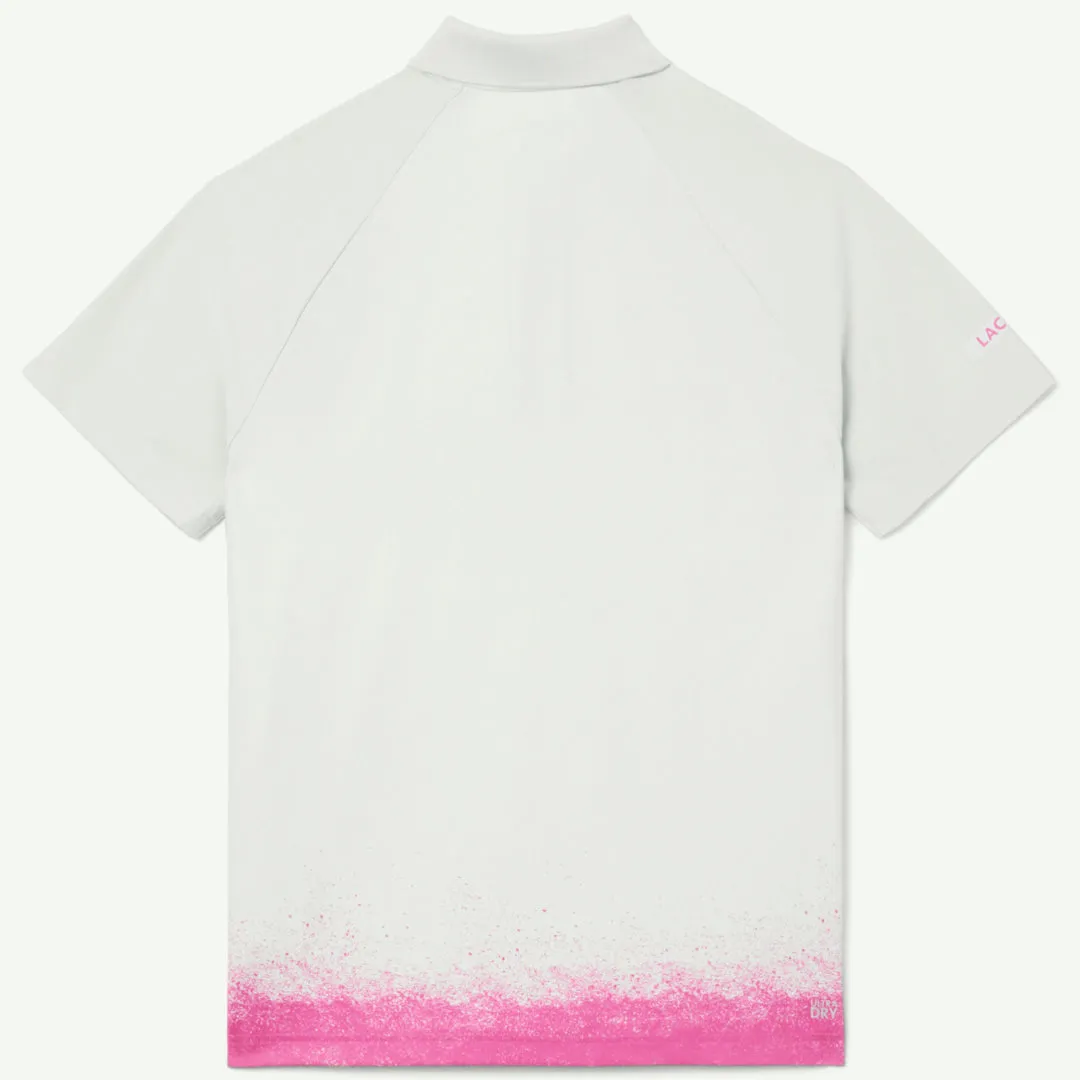 Split hem Padded collar Good elasticity Lacoste Men's Medvedev X Roland Garros Polo - White/Pink
