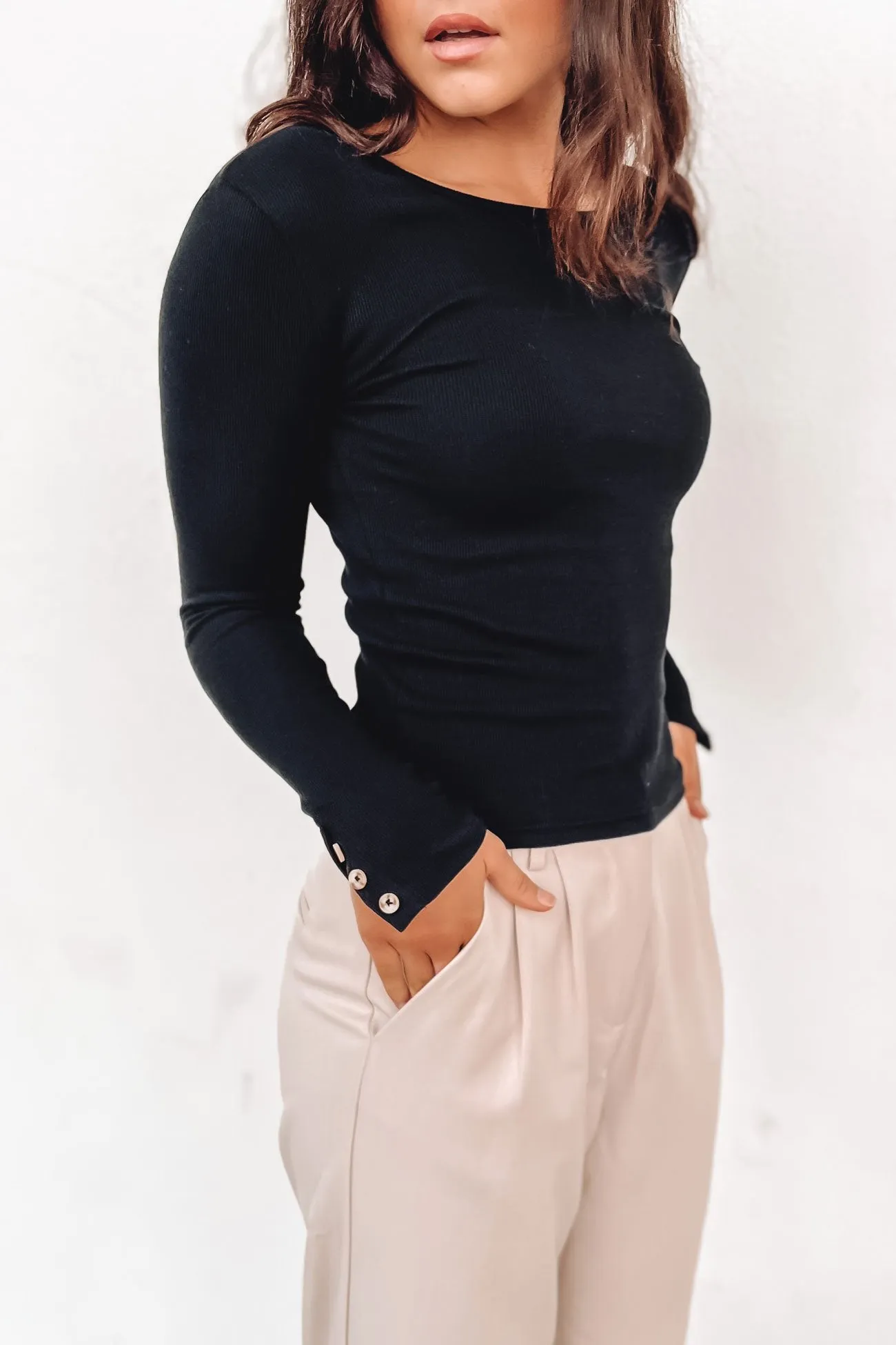 Display bedroom Jordyn Rib Long Sleeve Black
