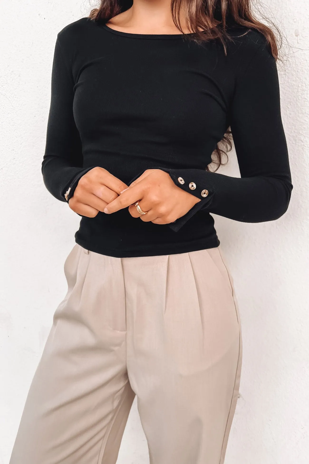 Jordyn Rib Long Sleeve Black Businessman