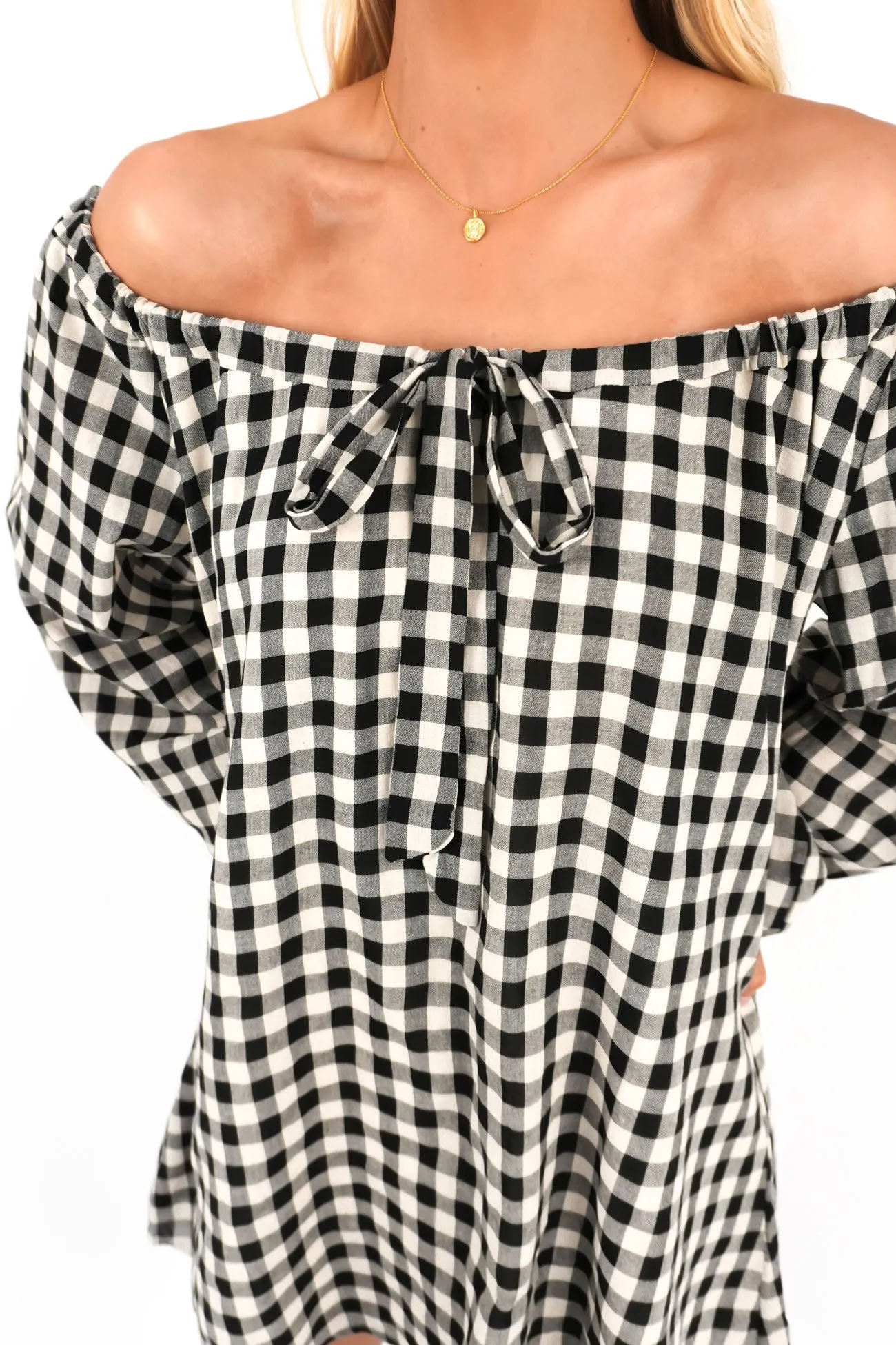 Day To Night Caleb Mini Dress Black Gingham