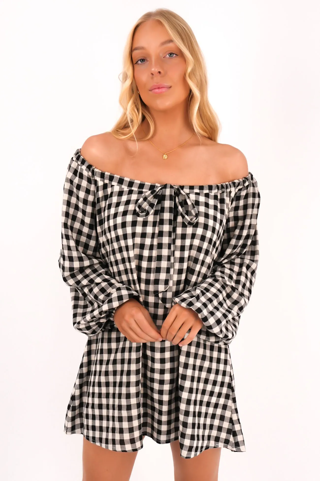Cozy and Comfortable All Daywear Caleb Mini Dress Black Gingham