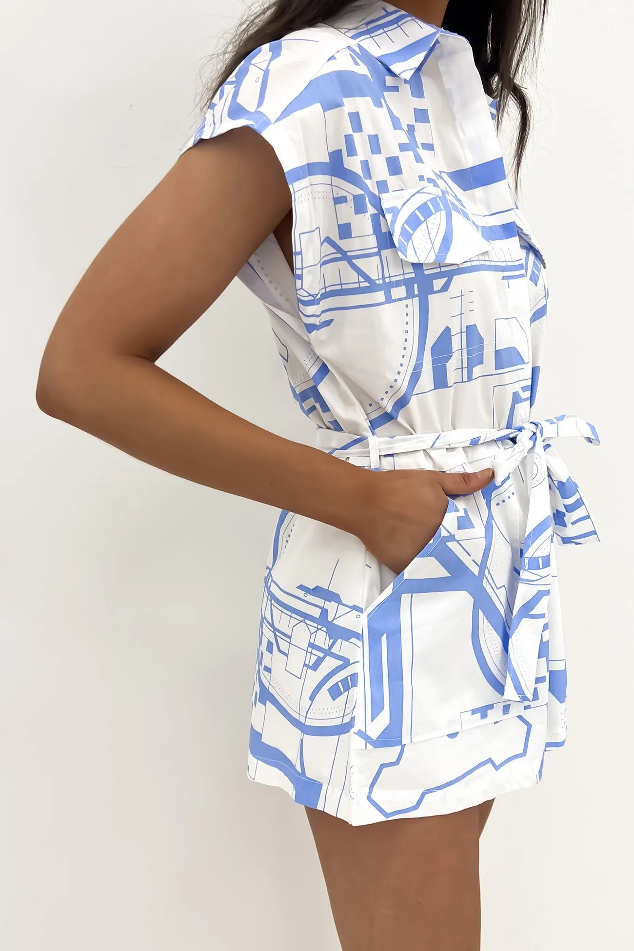 Gracey Playsuit White Blue Training Sporty Sport Bold