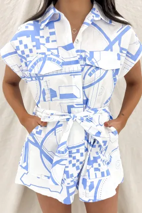 Natural Modern Gracey Playsuit White Blue