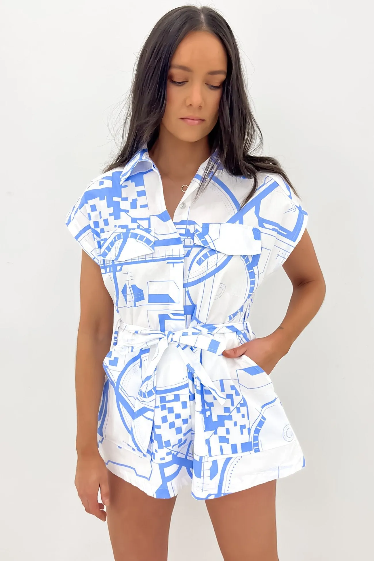 Essential Street Versatile Cool Gracey Playsuit White Blue