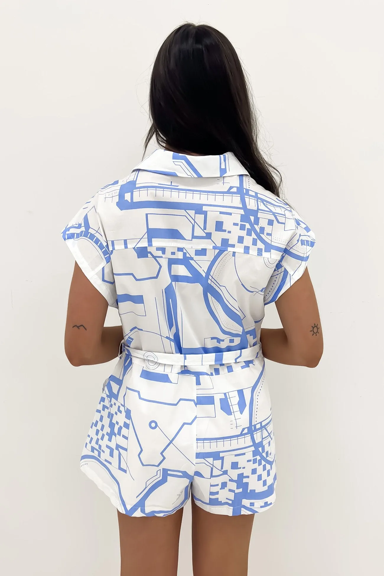 Everyday Worker Gracey Playsuit White Blue