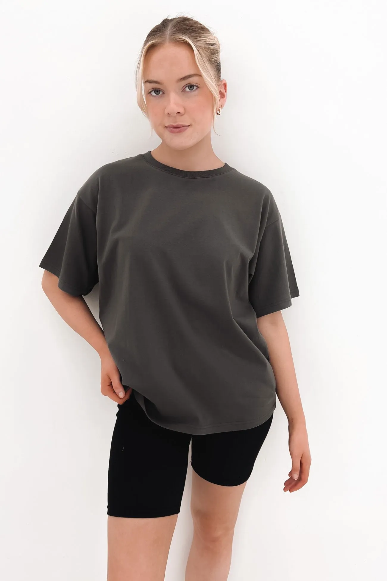 Koa Oversized Tee Charcoal Trendy Design Crew Neck Design