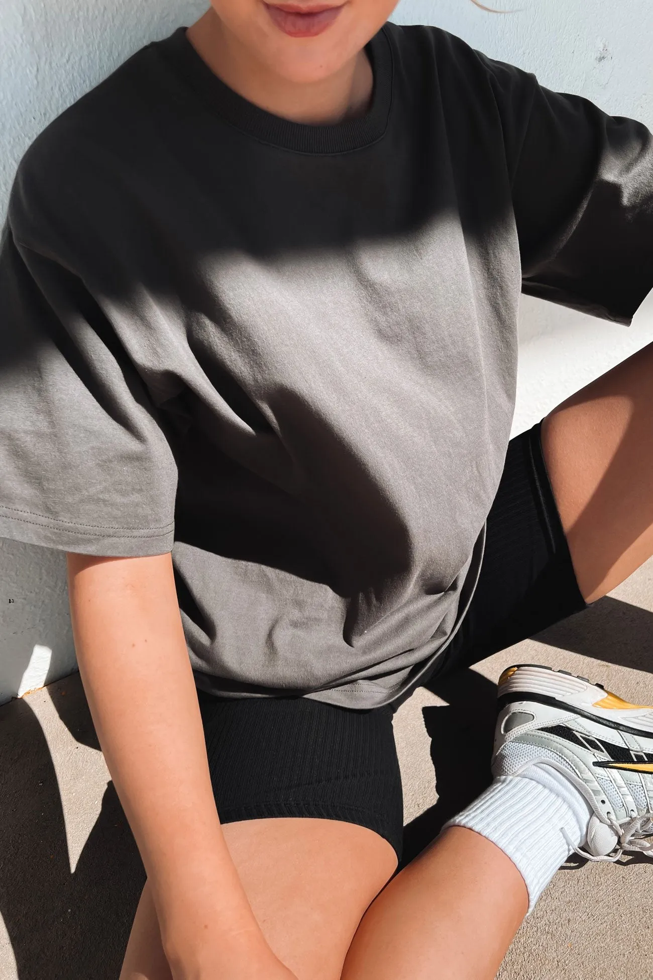 Koa Oversized Tee Charcoal Casual Comfort Fit Stretch Knit
