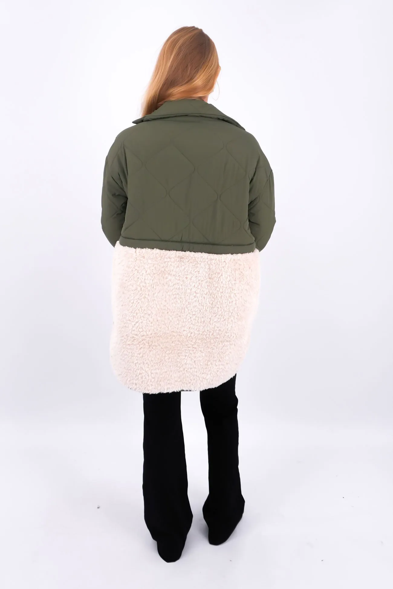 ElasticWaistband Windproof Insulated Coat Celia Coat Khaki