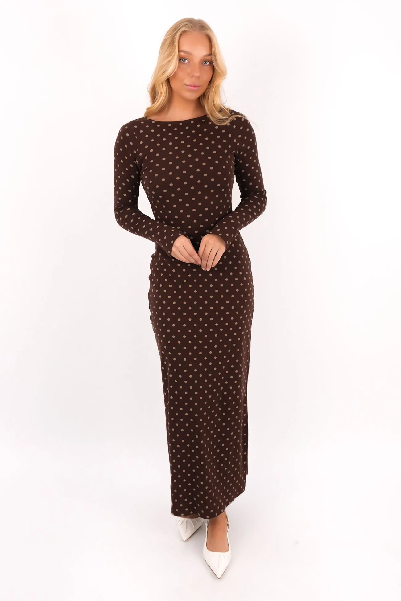 Panna Maxi Dress Brown Polkadot Influencer-Style