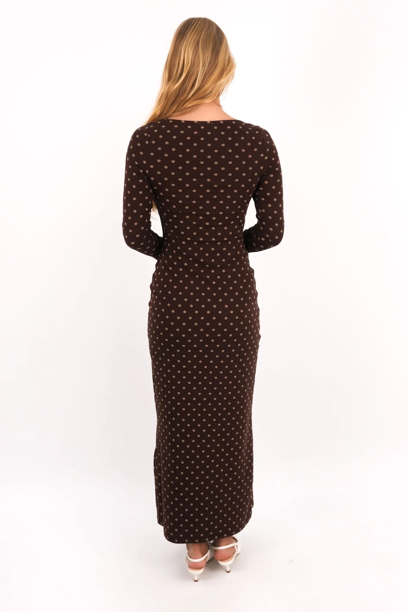 Panna Maxi Dress Brown Polkadot Lunch Date Classic knee-length dress
