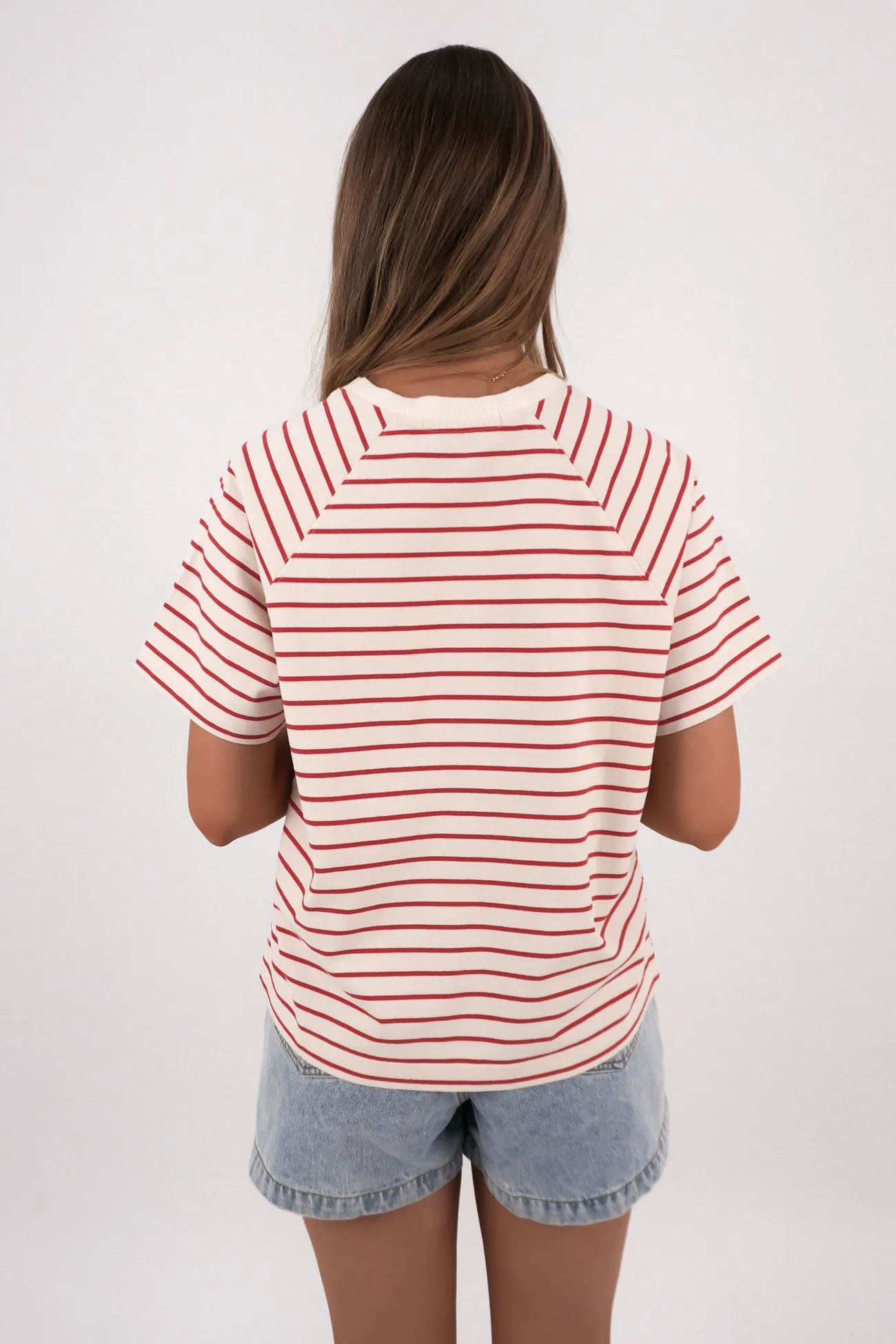 NonIronTechnology Modern Style Windsor Stripe Tee Vintage White Red