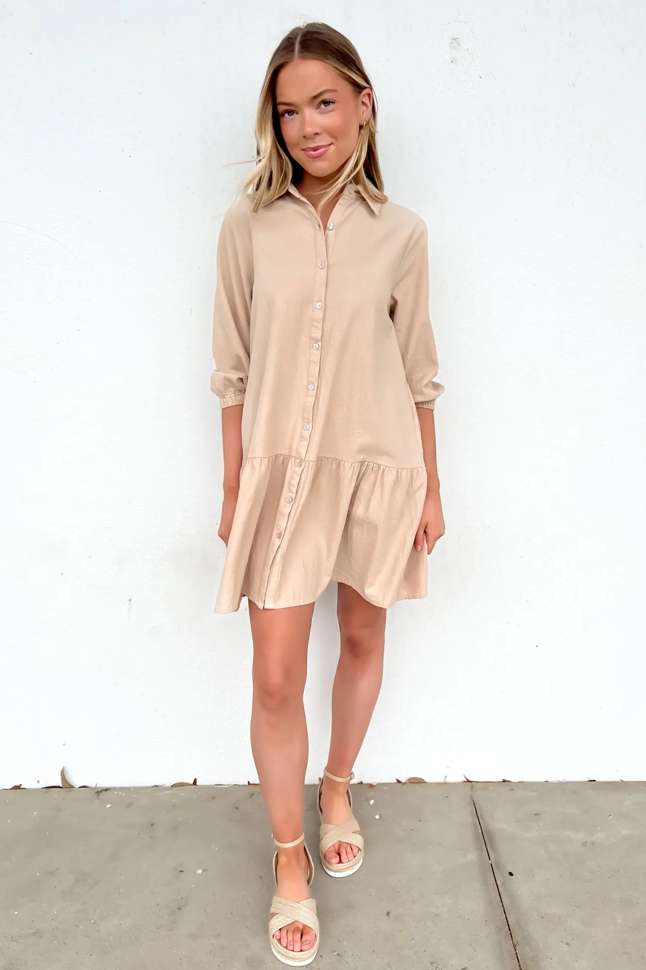 Weekend Feel Seasonal Layering Weston Mini Dress Tan