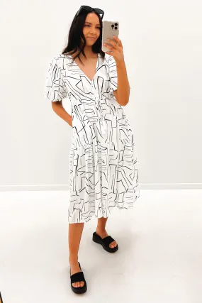 Dionne Midi Dress White Floral design