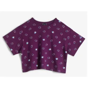 Leather Trim Short Sleeve Cropped T-Shirt Women