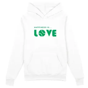 Hooks Happines Is...Women's Tennis Love Hoodie - White/Green MachineWashable