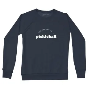 Happiness Is... Women's Pickleball Sweatshirt - True Navy Double-stitched Stylish Look Sustainable