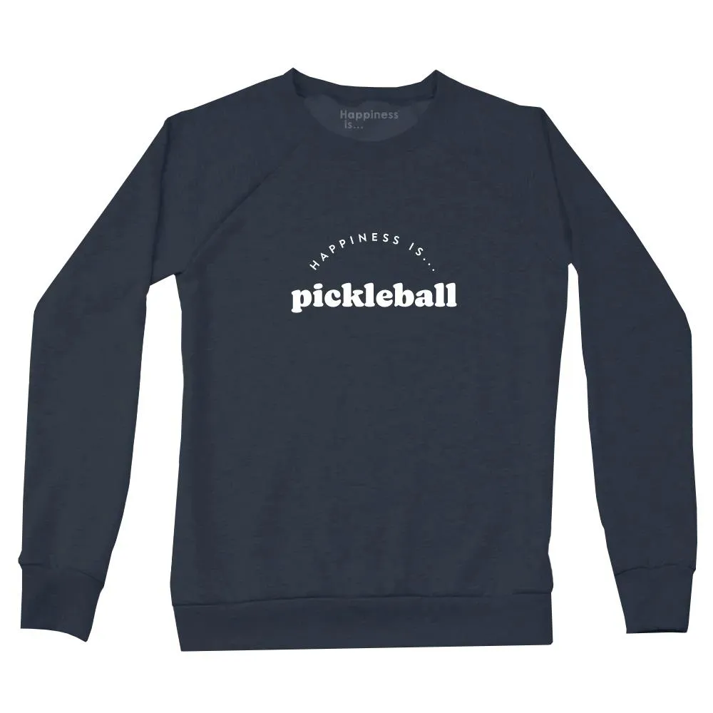 Exquisite Craftsmanship Happiness Is... Women's Pickleball Sweatshirt - True Navy Double-stitched